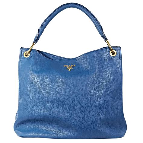 prada blue leather hobo bag|Prada adjustable shoulder.